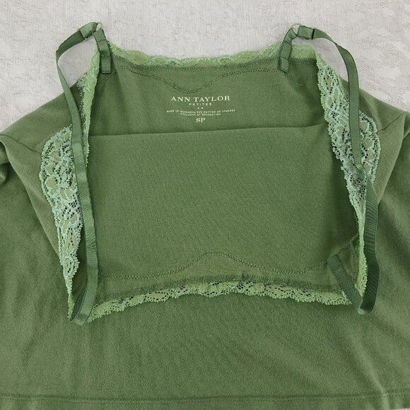 Ann Taylor Petites Green Soft Stretch Lace Cami with Adjustable Straps Size SP - Picture 8 of 12